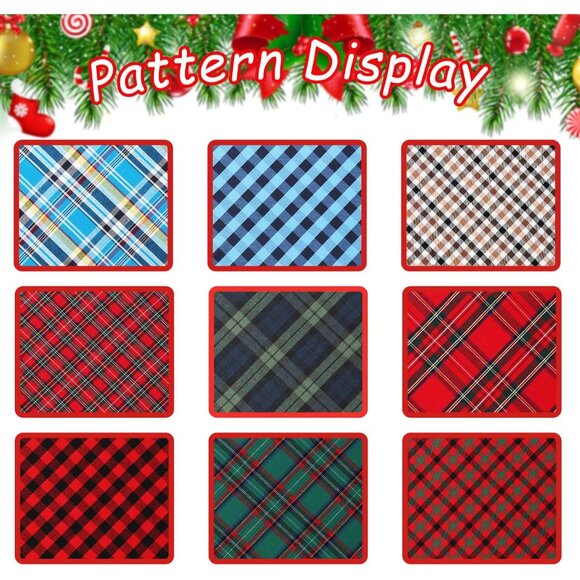 Dog Christmas Bandanas 1PC Washable Cotton Triangle Green Plaid Dog Scarfs for S - Picture 6 of 6